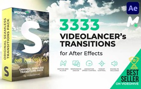 AE插件：3333组摄像机变焦拉伸分割故障漏光无缝转场预设 Videolancer’s Transitions V10.1