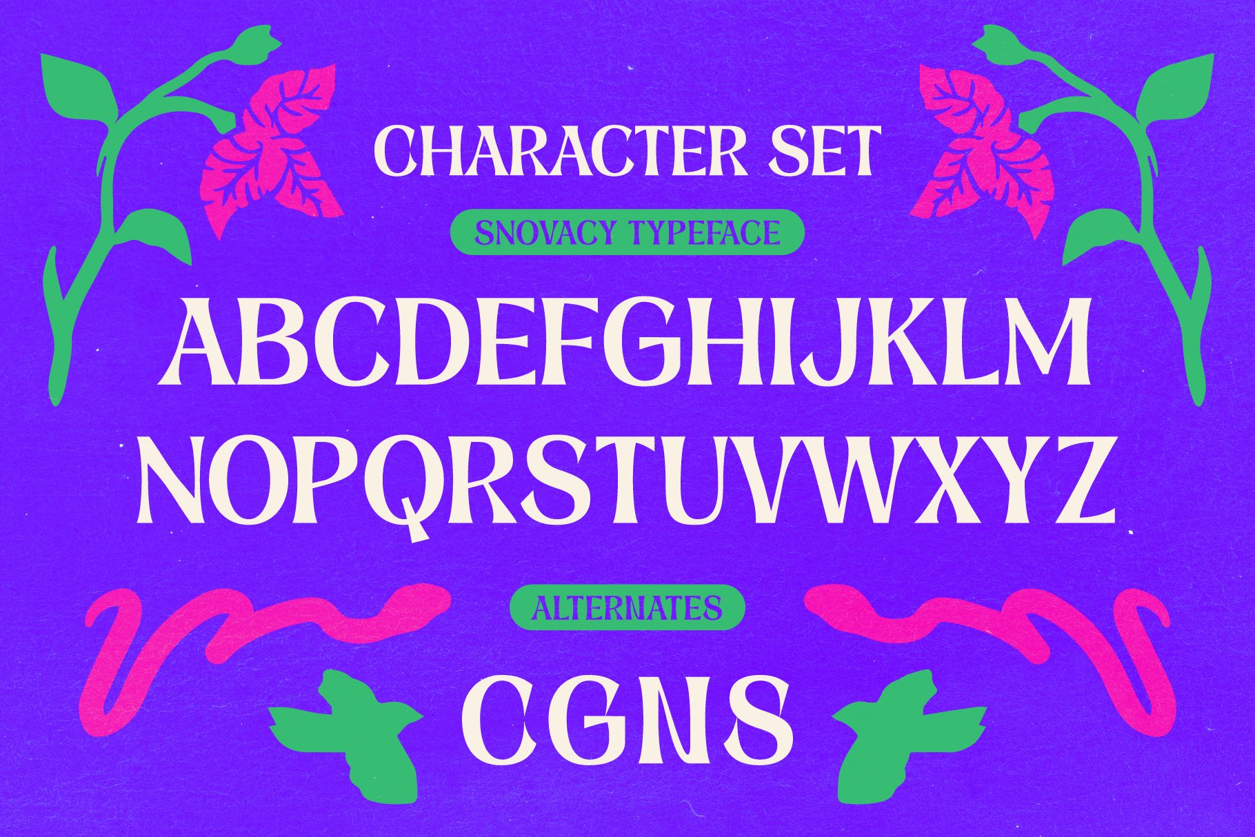 一款时髦美学花卉迷幻显示无衬线字体 Snovacy – Psychedelic Display Font , 第3张