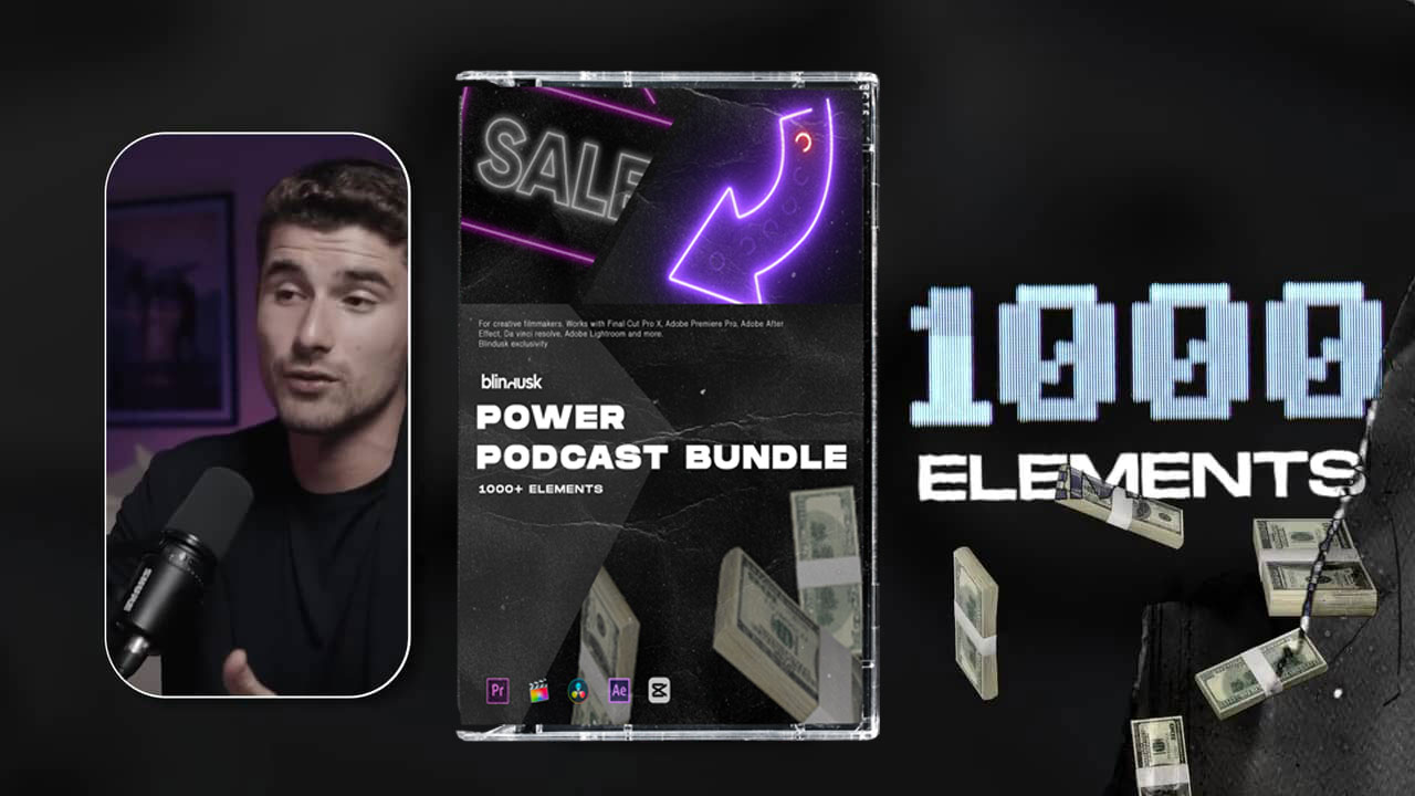 Blindusk 1000个趣味卡通风格3D元素视频播客栏目包装预设套件 Blindusk POWER PODCAST BUNDLE , 第1张