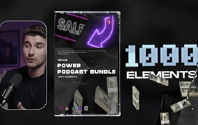 Blindusk 1000个趣味卡通风格3D元素视频播客栏目包装预设套件 Blindusk POWER PODCAST BUNDLE