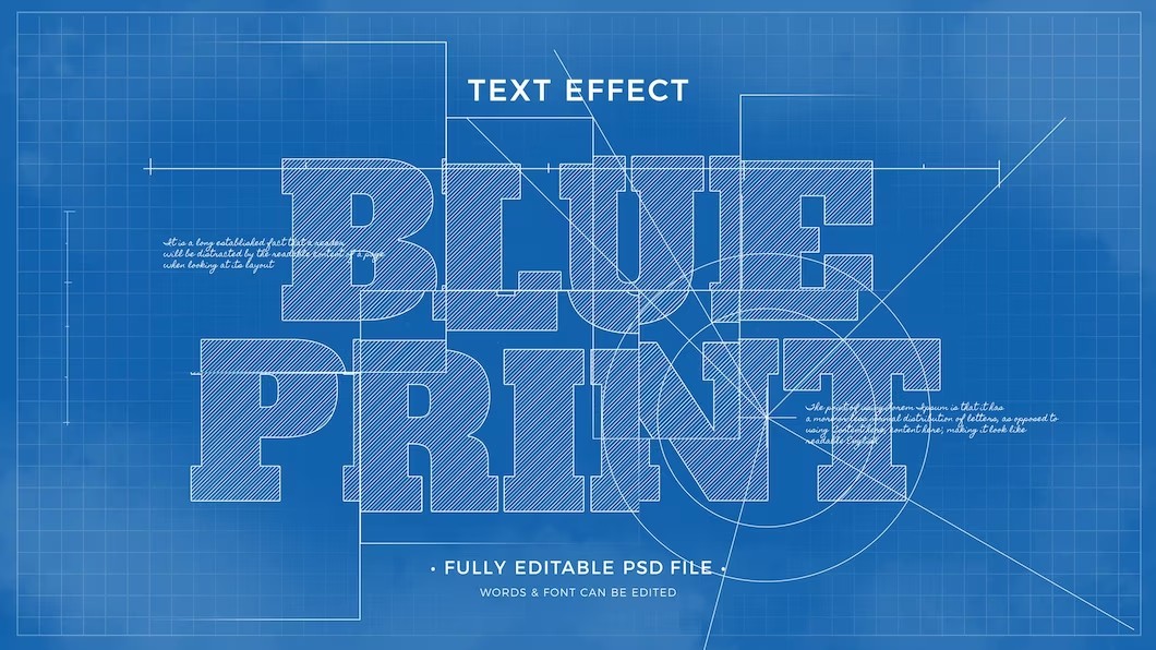 10款蓝图草图文字效果图层样式PSD , 第5张
