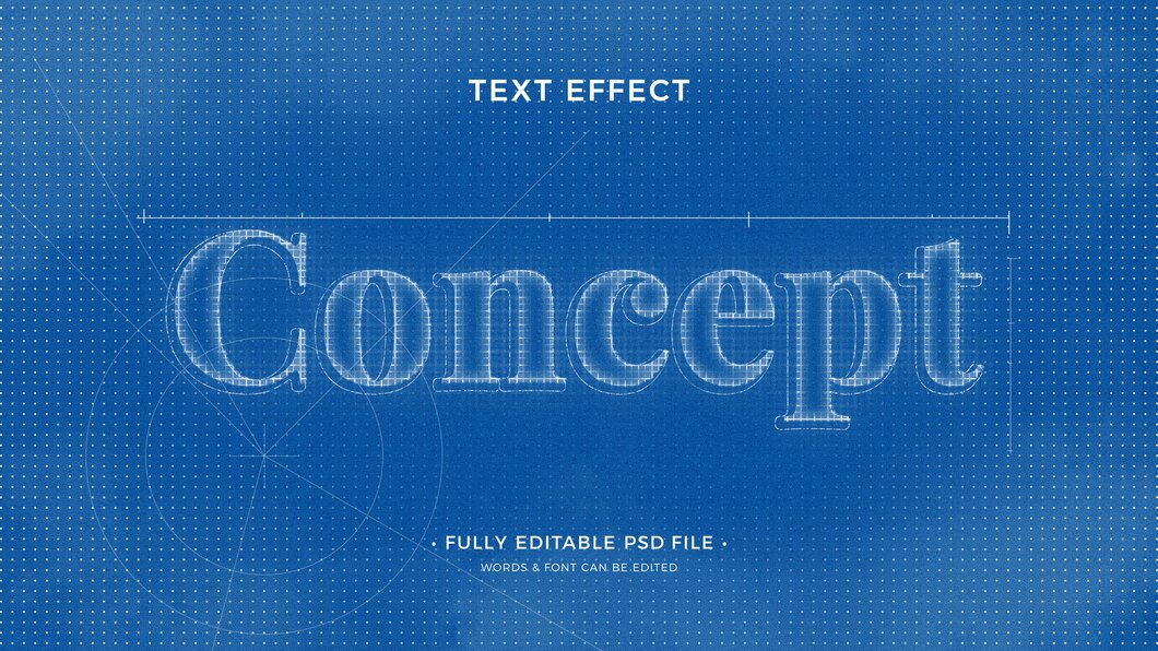 10款蓝图草图文字效果图层样式PSD , 第8张