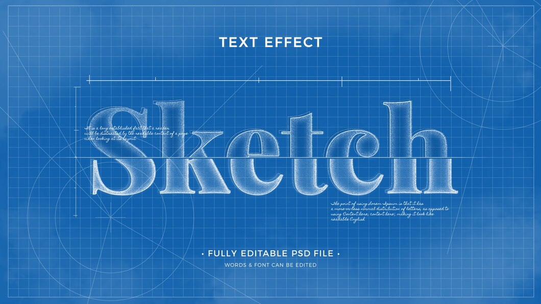 10款蓝图草图文字效果图层样式PSD , 第10张