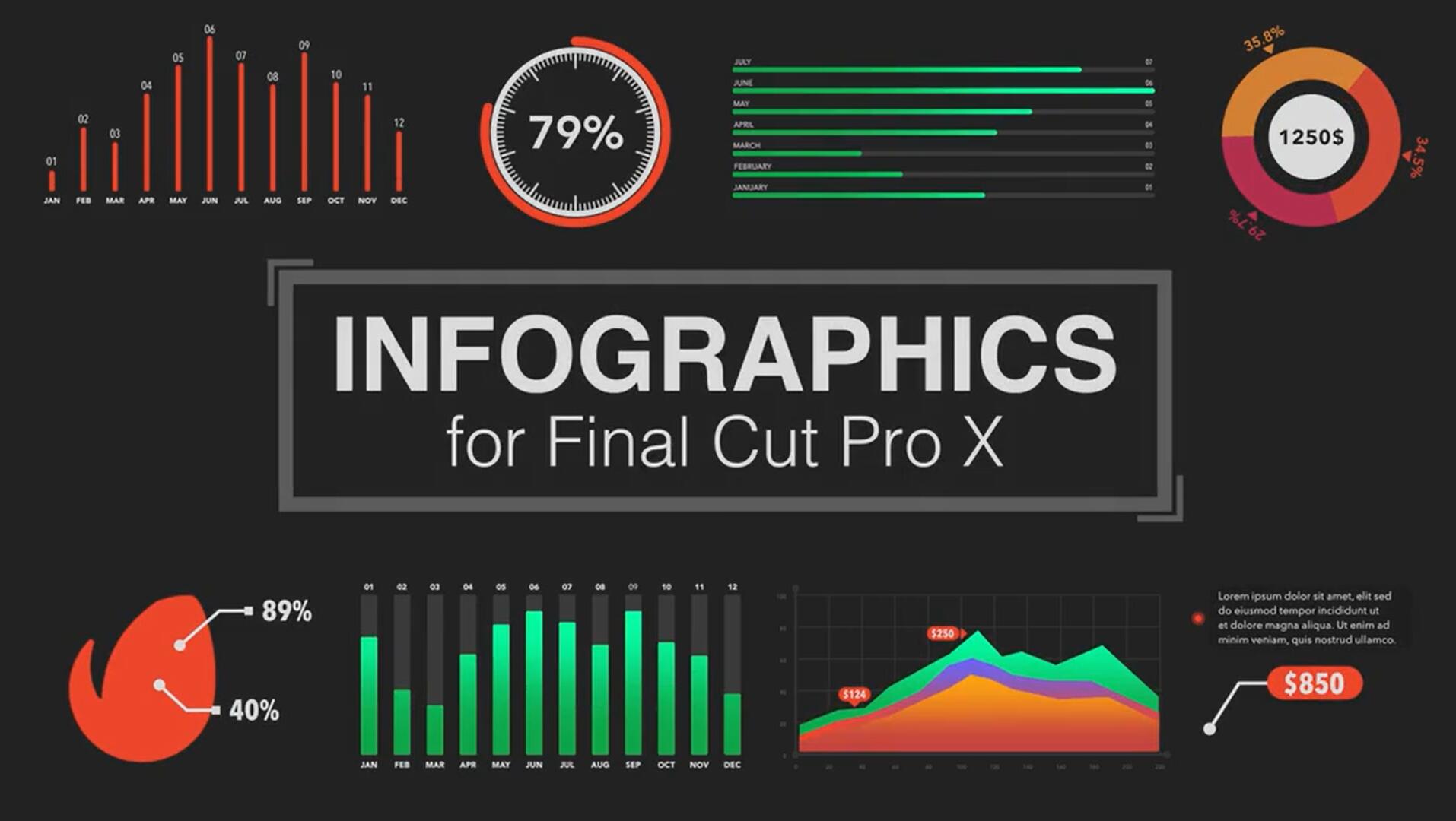 FCPX插件：157个趣味实用极简信息数据图表展示预设动画 , 第1张