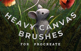 21个帆布画纹理效果Procreate笔刷 Heavy Canvas Brushes for Procreate