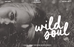 英文字体：复古涂鸦90年代街头手写海报标题logo排版西文字体 Script Brush Font Duo Wild Soul