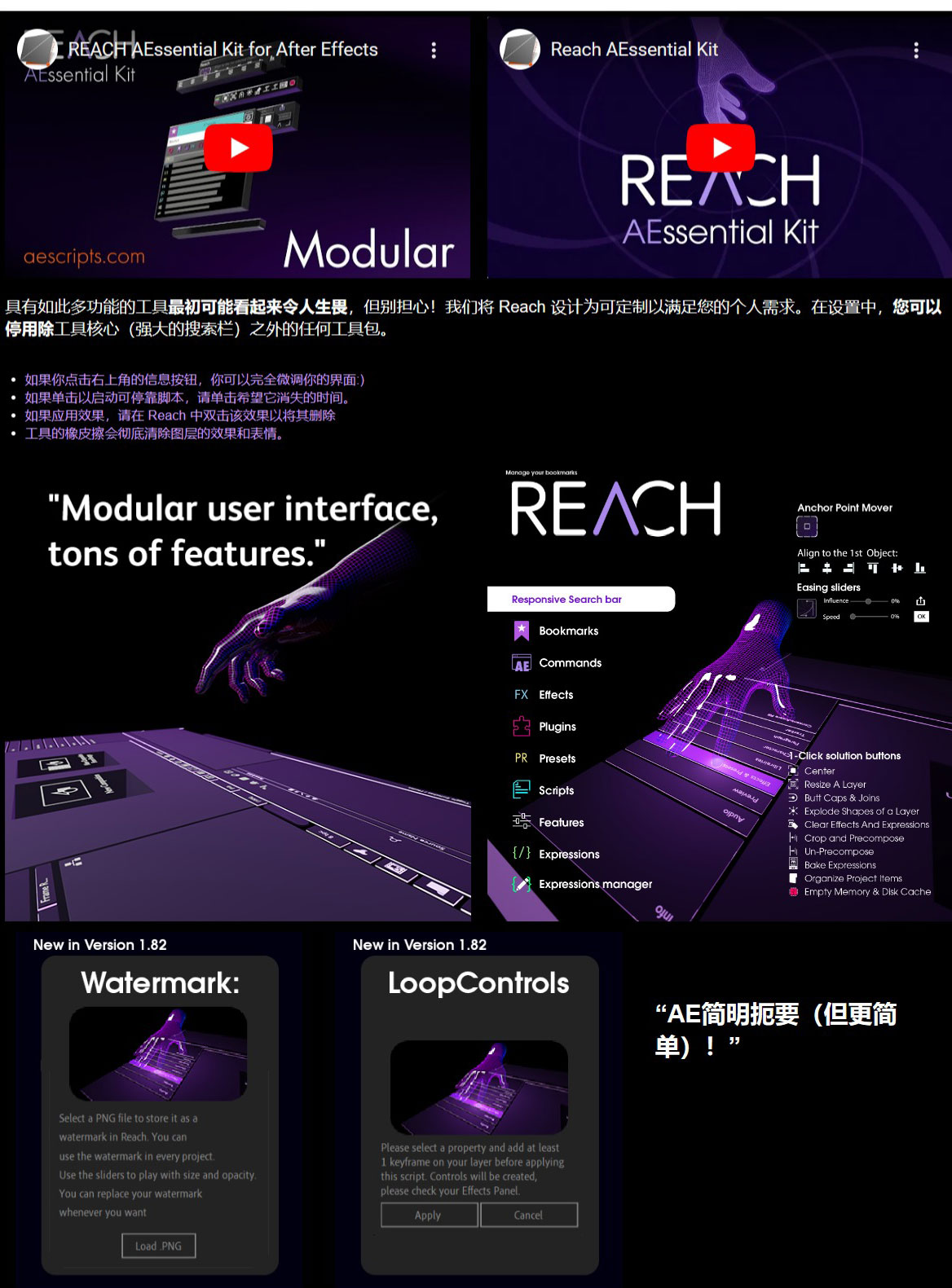 AE插件：效果插件脚本预设搜索图层管理表达式操作多功能工具包 REACH: AEssential Kit V1.9.5 , 第3张