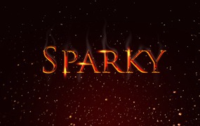 金属火焰高光文字特效PS图层样式 Sparky Text Effect PSD