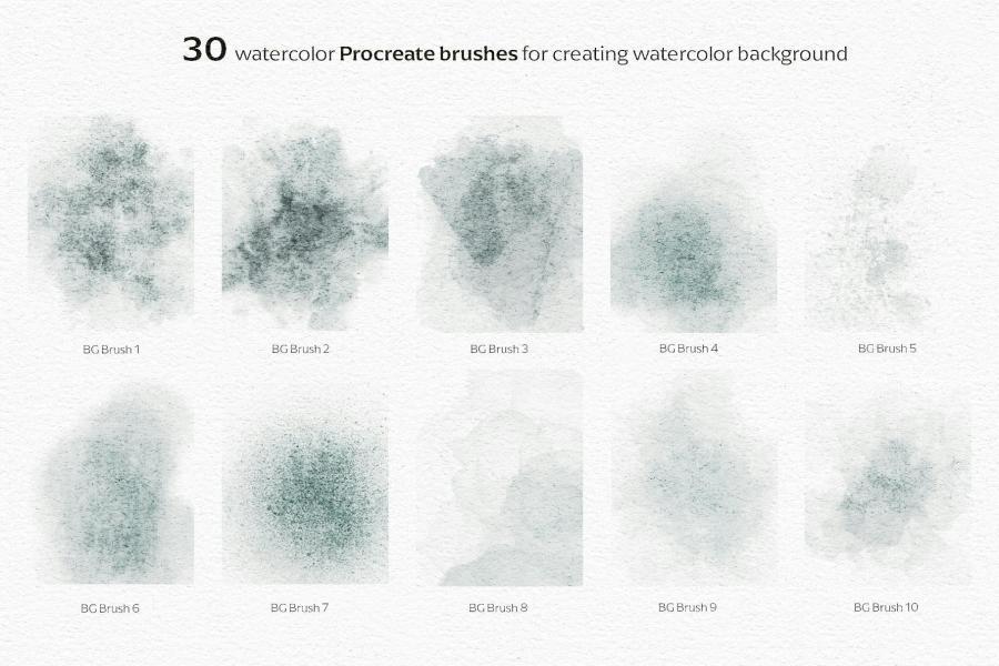 Procreate笔刷-Procreate水彩画笔画布纹理笔刷 watercolor background 笔刷资源 第8张
