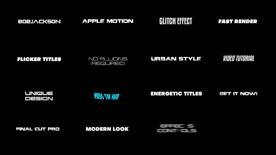 FCP标题闪烁插件 15个 4K 时尚闪烁标题动画 Final Cut Pro 插件 Flicker Glitch Titles 插件预设 第2张