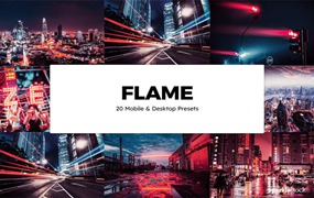 赛博朋克城市电影摄影后期Lightroom预设及电影调色LUT预设 20 Flame Lightroom Presets & LUTs