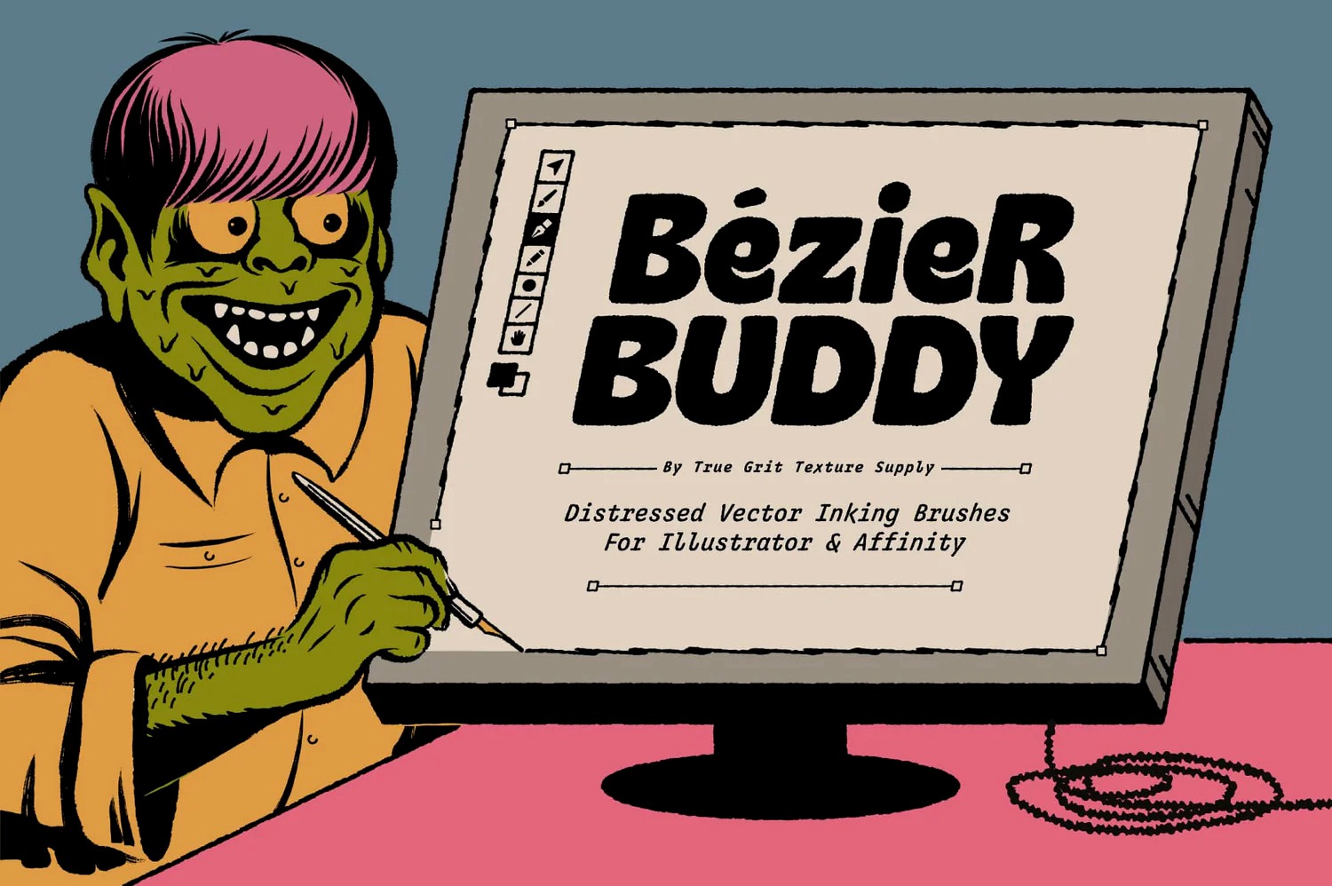 140个AI艺术墨水纹理笔刷 TGTS Bezier Buddy for Illustrator v1.0 , 第1张