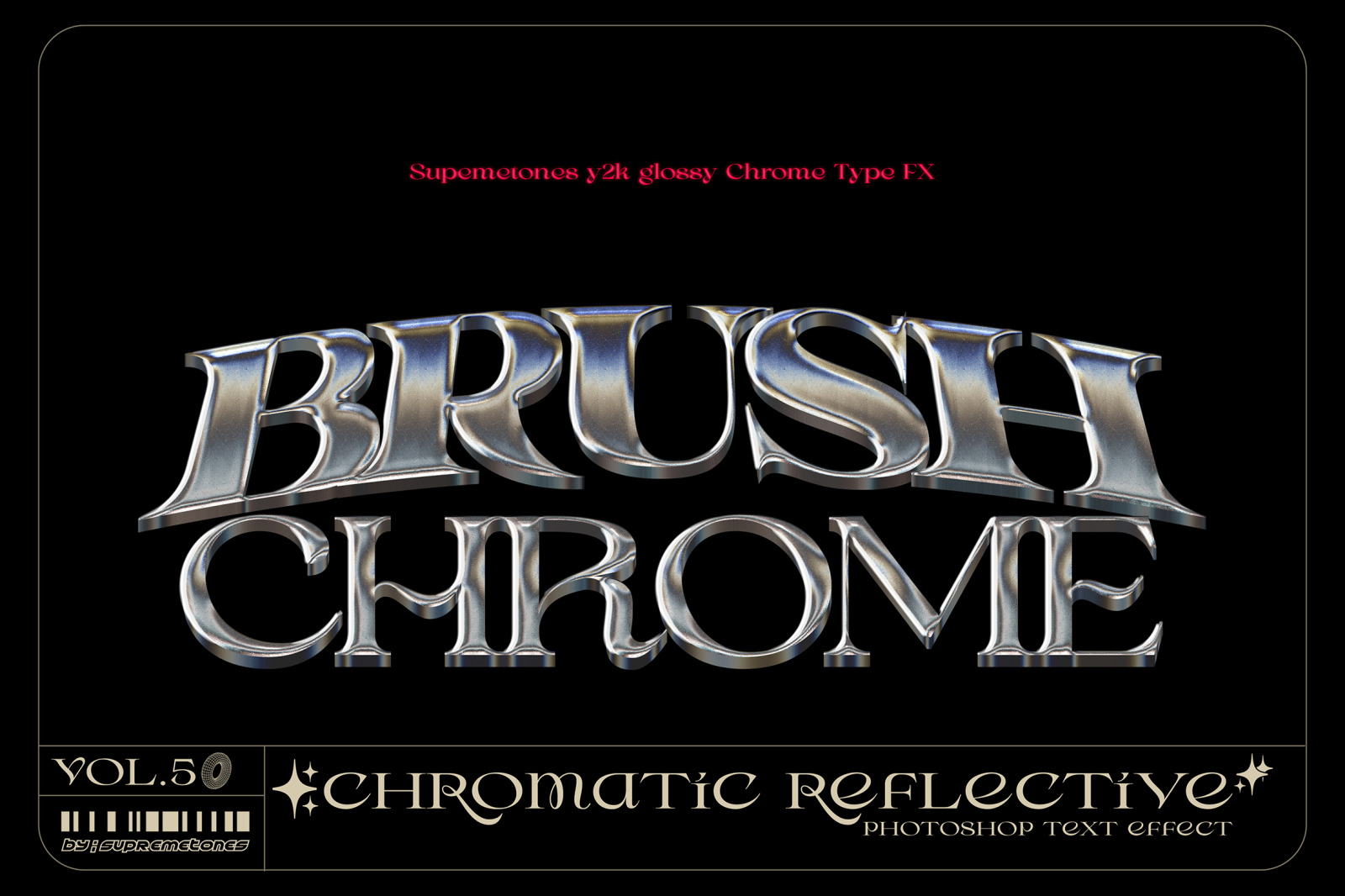 Y2K千禧光面金属镀铬类型 FX -Photoshop LOGO标题文本效果 Y2K Glossy Chrome Type FX -Photoshop Text Effects , 第1张