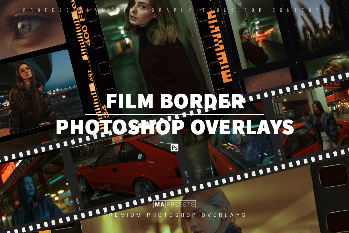 MAPRESETS 235个复古柯达宝丽来胶片打孔模拟胶片帧叠加层PNG素材包 235 FILM BORDER OVERLAYS 图片素材 第1张