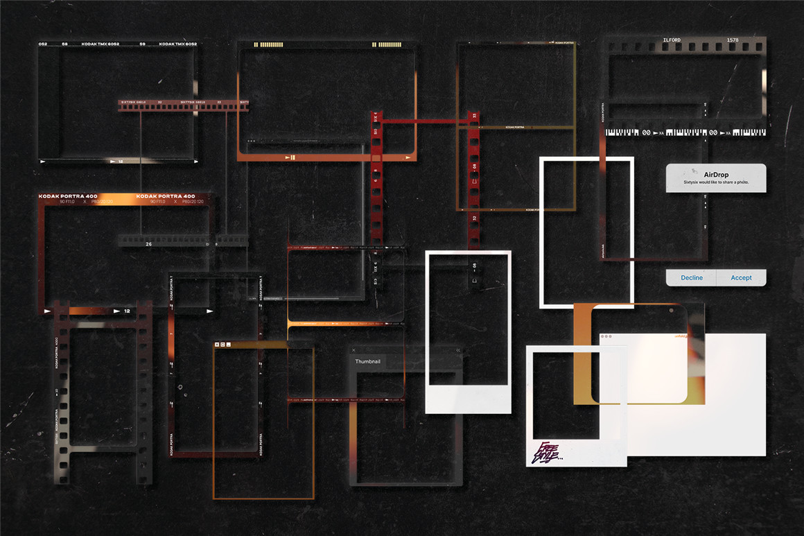 复古35mm摄影胶片边框框架模拟照片修图PS特效样机模板 Film Frame 35mm V.3 , 第2张