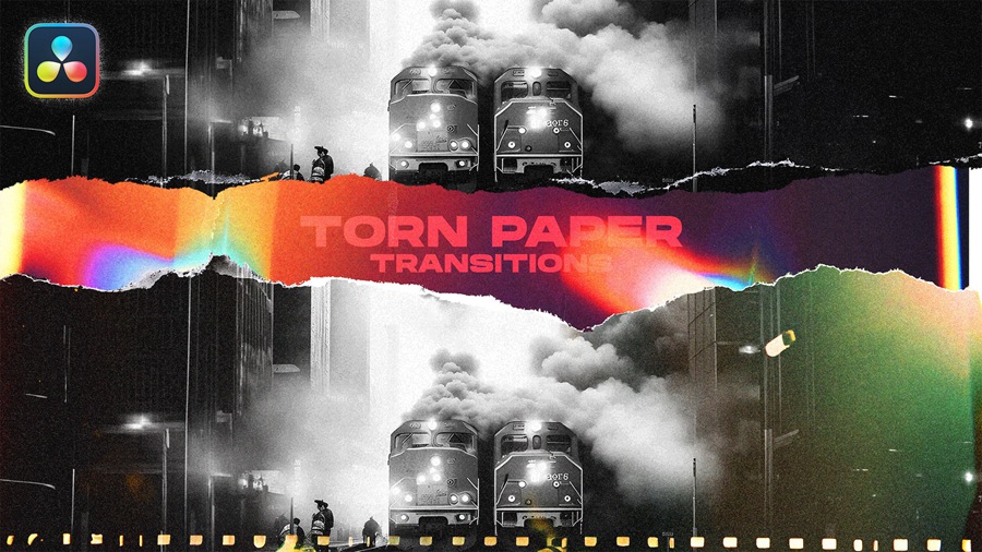 15个时尚撕纸过渡达芬奇模板 Torn Paper Transitions VOL. 2 | DaVinci Resolve 插件预设 第1张