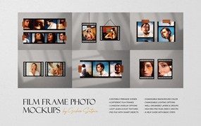 Gideon 复古电影帧漏光胶片胶带框架社交媒体PSD模板套件 Vintage Film Frames Mockup Bundle