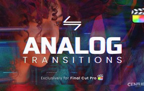 FCPX插件：36种复古画面胶片失真信号干扰故障转场过渡 Analog Transitions