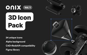 暗黑风格高分辨率几何3D抽象立方体图标模型包 Onix vol. 1 – 3D Icon Pack
