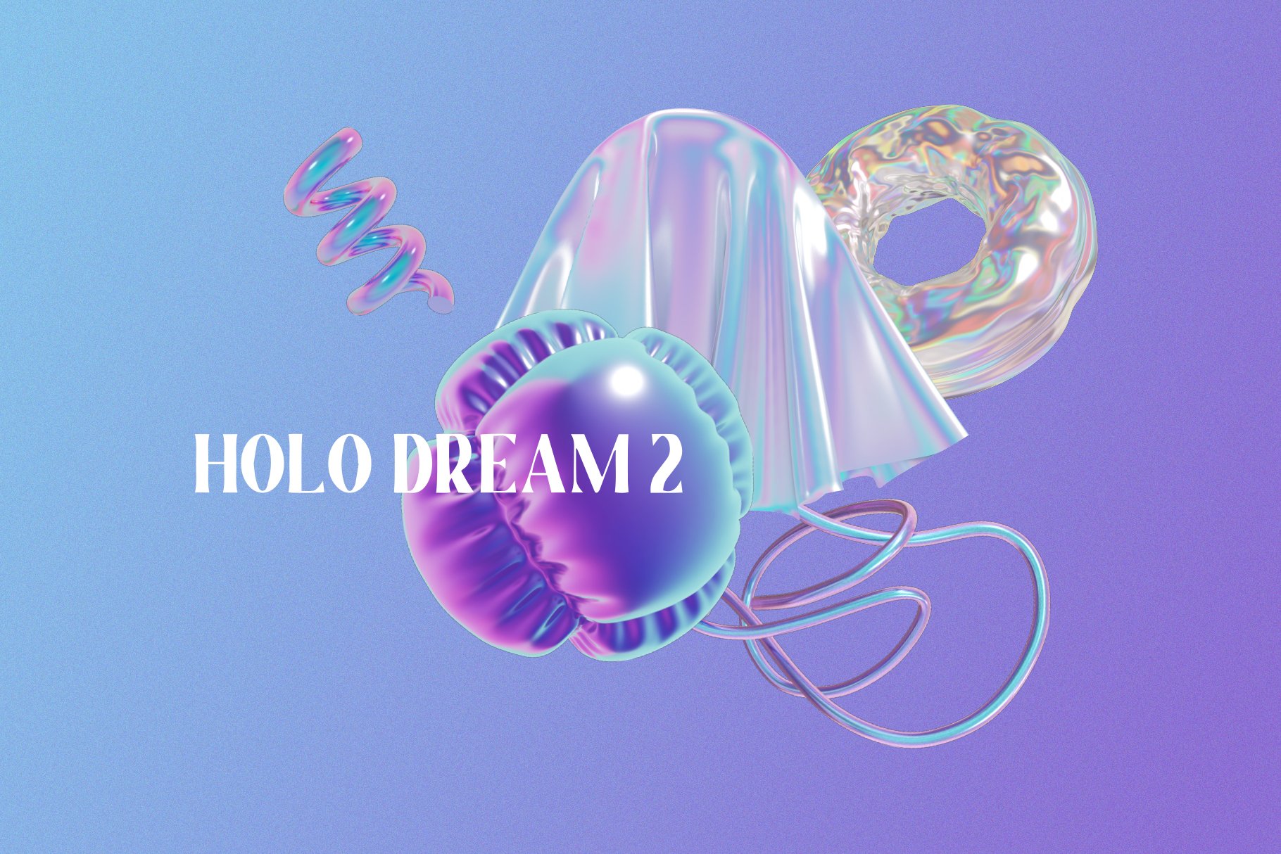 100款全息3D迷幻酸性抽象艺术闪亮PNG设计图形 Holo Iridescence 3D Shapes graphics Vol.2 , 第5张