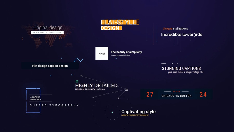 MotionVFX 131个可自定义时尚多样化字幕标题文字运动设计图形动画预设FCPX插件 mLowers Mega Pack 插件预设 第4张