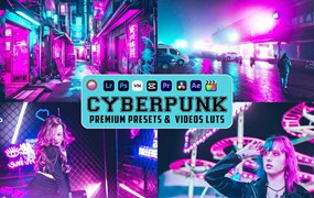 LR/PS/LUT预设-赛博朋克电影视频调色LUT预设 Cyberpunk Luts Video & Presets