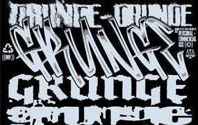 Hvnter 新潮嘻哈半色调涂鸦划痕垃圾文本PSD样机效果包 Grunge Effects