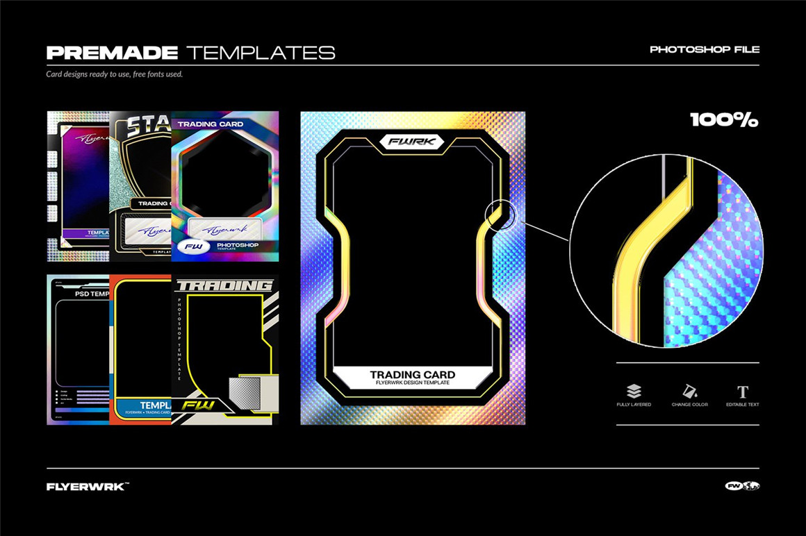 Flyerwrk 新潮复古褶皱质感塑料薄膜NFT卡片数字藏品包装PSD模板 Trading Card Case Mockup 样机素材 第3张