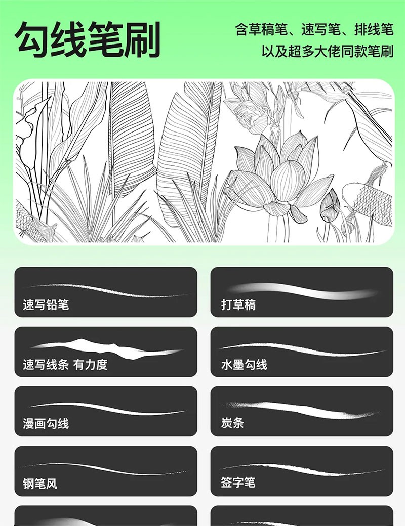 60+线稿勾线PS笔刷大师版 , 第1张