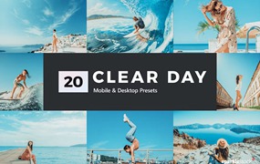 清澈蓝色动漫天空摄影后期Lightroom预设及电影调色LUT预设 20 Clear Day Lightroom Presets und LUTs