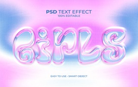 潮流酸性Y2K创意3D立体电影字体特效样机logo标题设计PSD素材模板