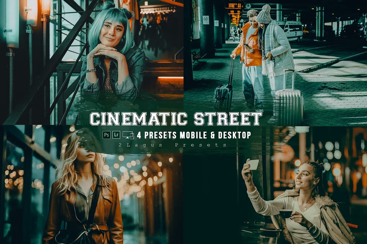 复古电影音乐城市景观摄影后期调色Lightroom预设 Lightroom Presets für Filmmusik Street 4 插件预设 第1张