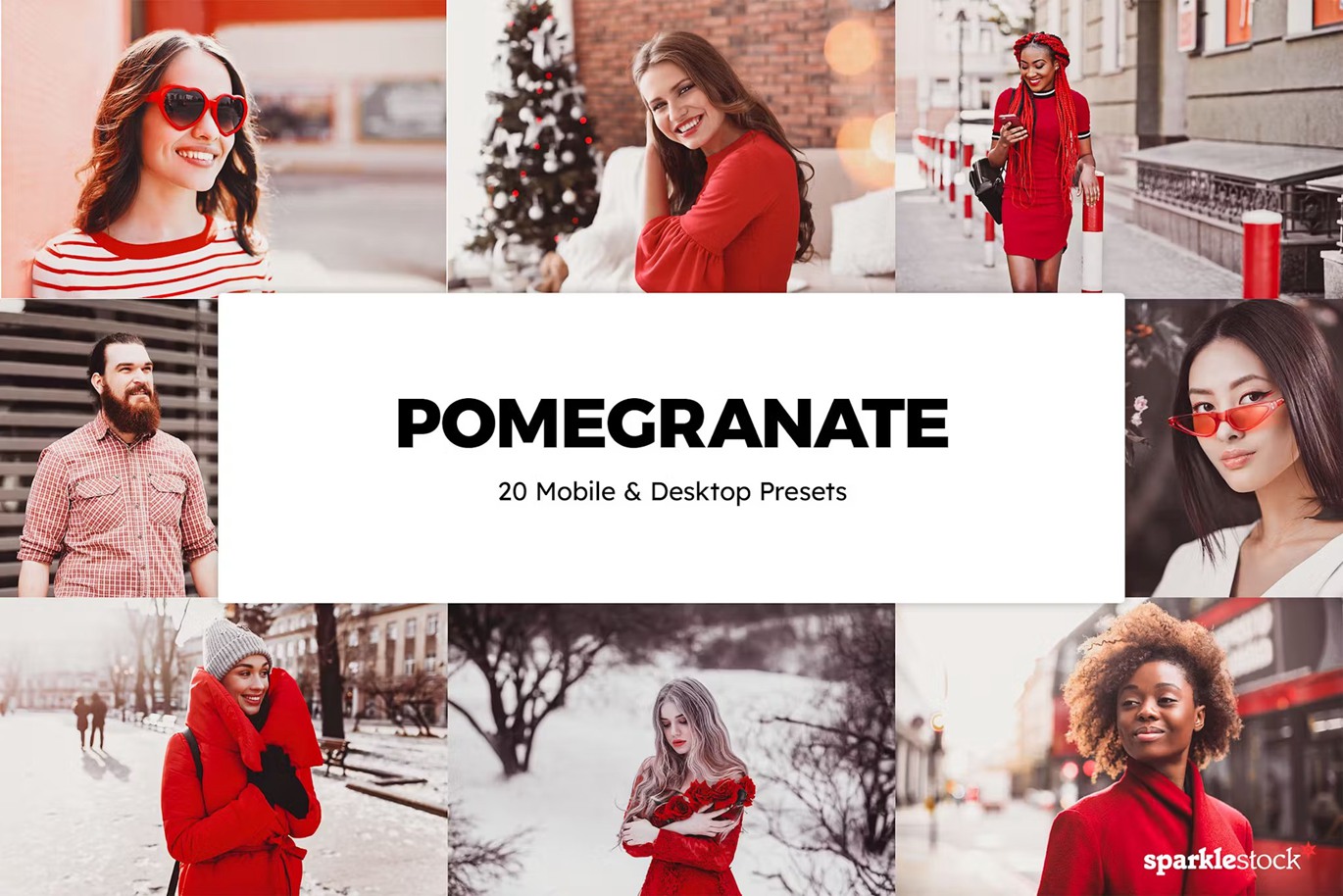 时尚旅拍大胆红色摄影后期Lightroom预设及电影调色LUT预设 20 Pomegranate Lightroom Presets und LUTs 插件预设 第1张