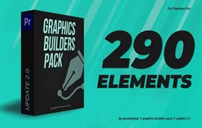 PR模板-图形生成器290个标题版式标志背景信息图元素 Graphics builders Pack MOGRT