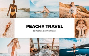 完美夏日桃色旅行摄影后期Lightroom预设及电影调色LUT预设 20 Lightroom Presets und LUTs von Peachy Travel