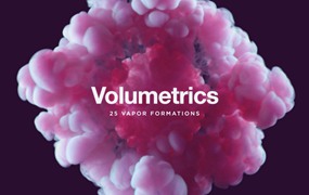 RuleByArt 25款3D创意蒸汽云朵喷雾雾气炫彩高清PNG免扣背景设计包 Volumetrics 25 Vapor Formations