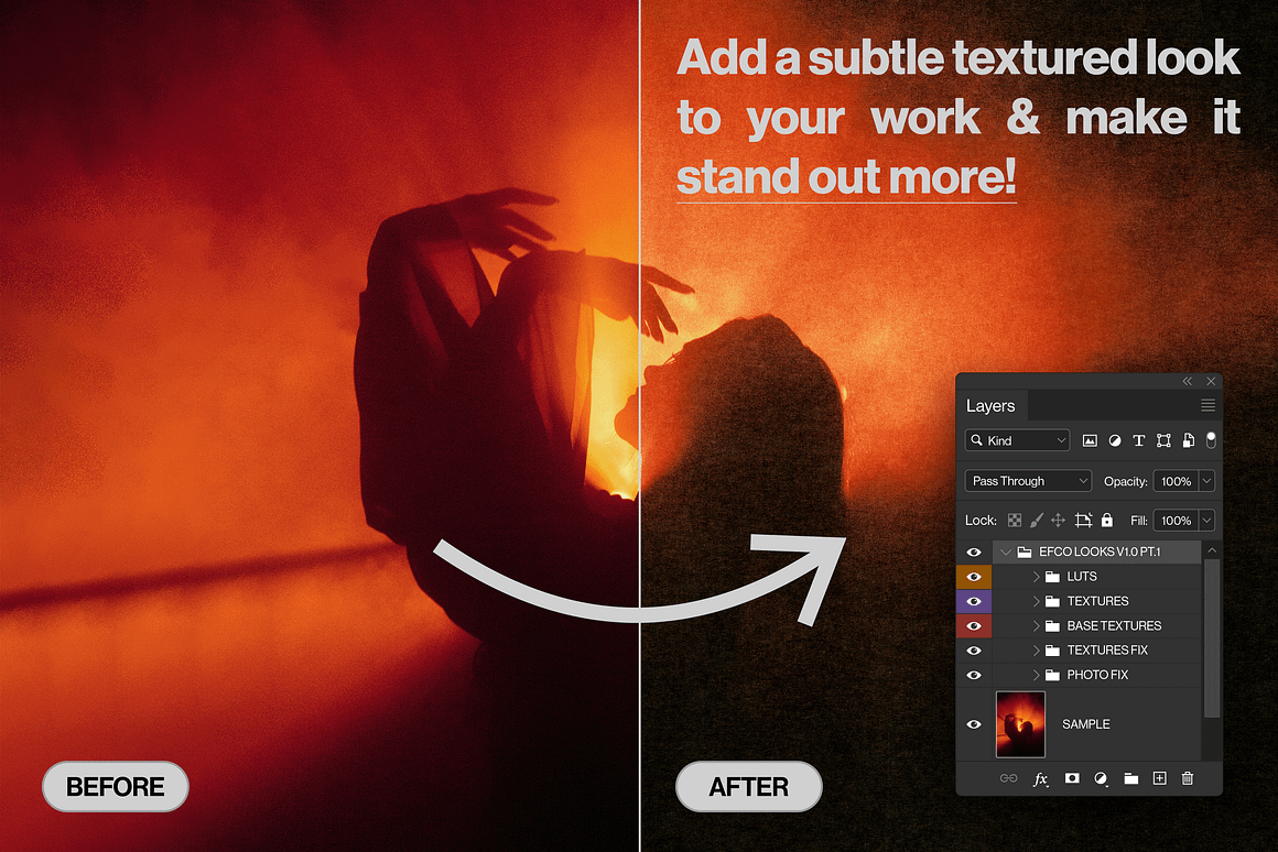 复古做旧温暖辉光噪点颗粒肌理人像图像修图PS特效滤镜插件样机模板+LUT调色预设 EFCO LOOKS: VERSION 1.0 , 第7张