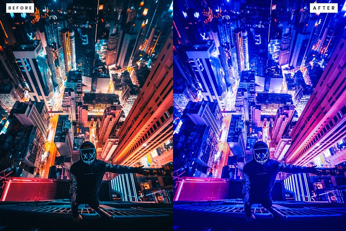 赛博朋克城市灯光摄影后期调色Lightroom预设 Lightroom Presets für Cyberpunk City 插件预设 第2张