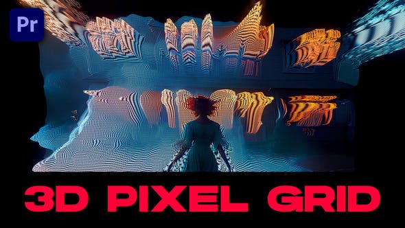 PR模板-24组三维像素网格过渡转场素材 3D Pixel Grid Transitions 影视音频 第1张