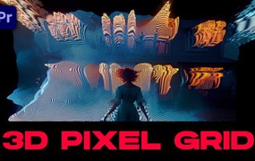 PR模板-24组三维像素网格过渡转场素材 3D Pixel Grid Transitions