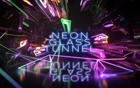 AE模板-霓虹灯光束水晶玻璃隧道元素科技主题宣传片头 Neon Glass Tunnel