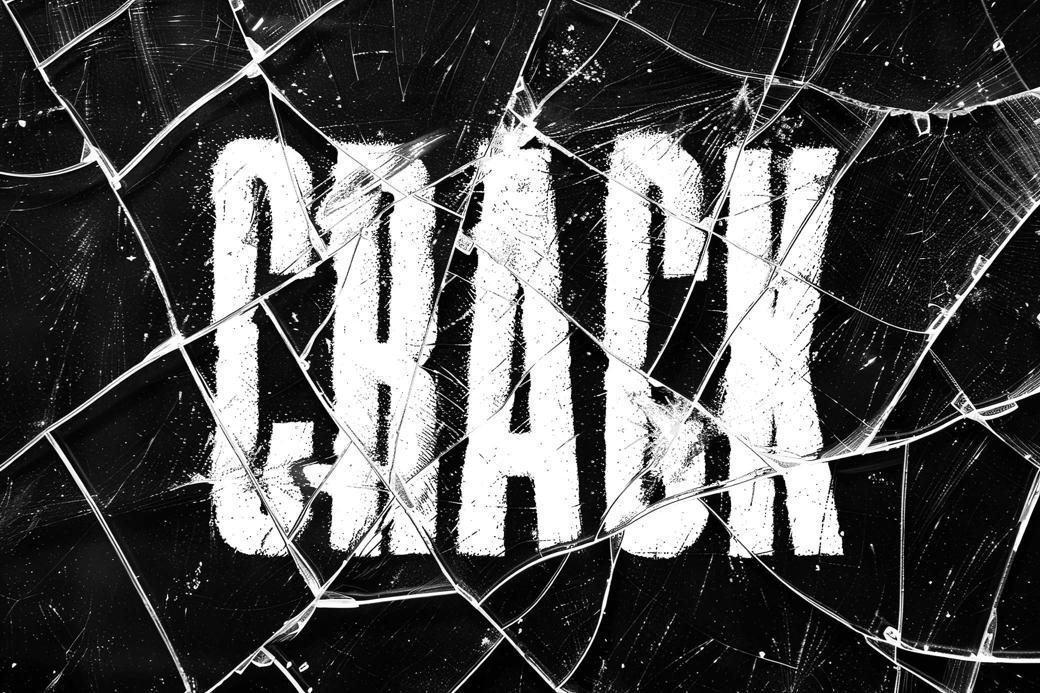 复古玻璃碎裂裂痕文本标题设计叠加特效PSD样机CRACKED GLASS TEXT EFFECT , 第1张