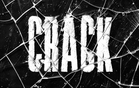 复古玻璃碎裂裂痕文本标题设计叠加特效PSD样机CRACKED GLASS TEXT EFFECT