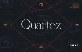 时尚优雅品牌杂志海报标题LOGO设计PSAI衬线英文字体安装包 Quartez