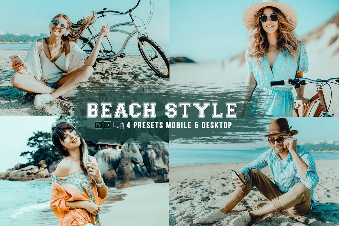 海滩天堂沿海冲浪旅拍摄影后期调色Lightroom预设 Beach Style 4 Lightroom Presets für Mobilgeräte und Desktops , 第1张