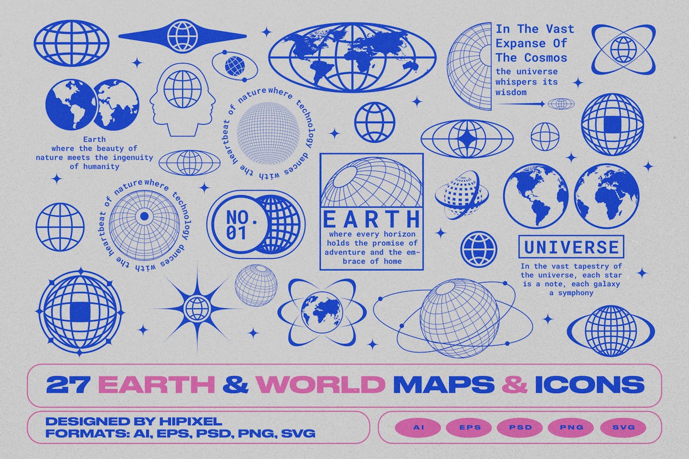 27款地球世界地图icon图标logo徽标AI矢量图形设计套装Earth & World Maps & Icons , 第1张