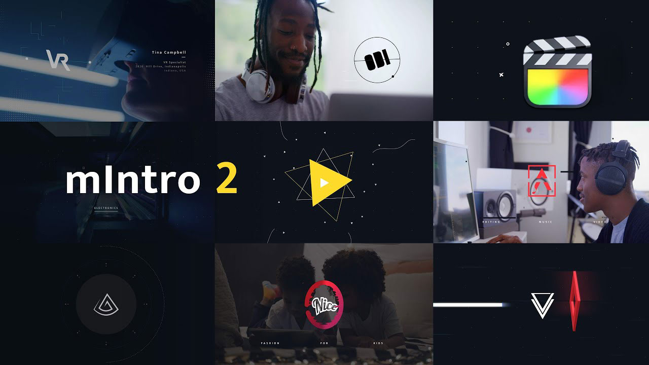FCPX插件：55款科技几何极简开场白视频动态标题插件 MotionVFX mIntro 2 , 第1张