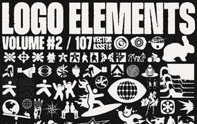 106款现代流行抽象Y2K矢量logo徽标AI图形设计套装Logo Elements Vol. 2