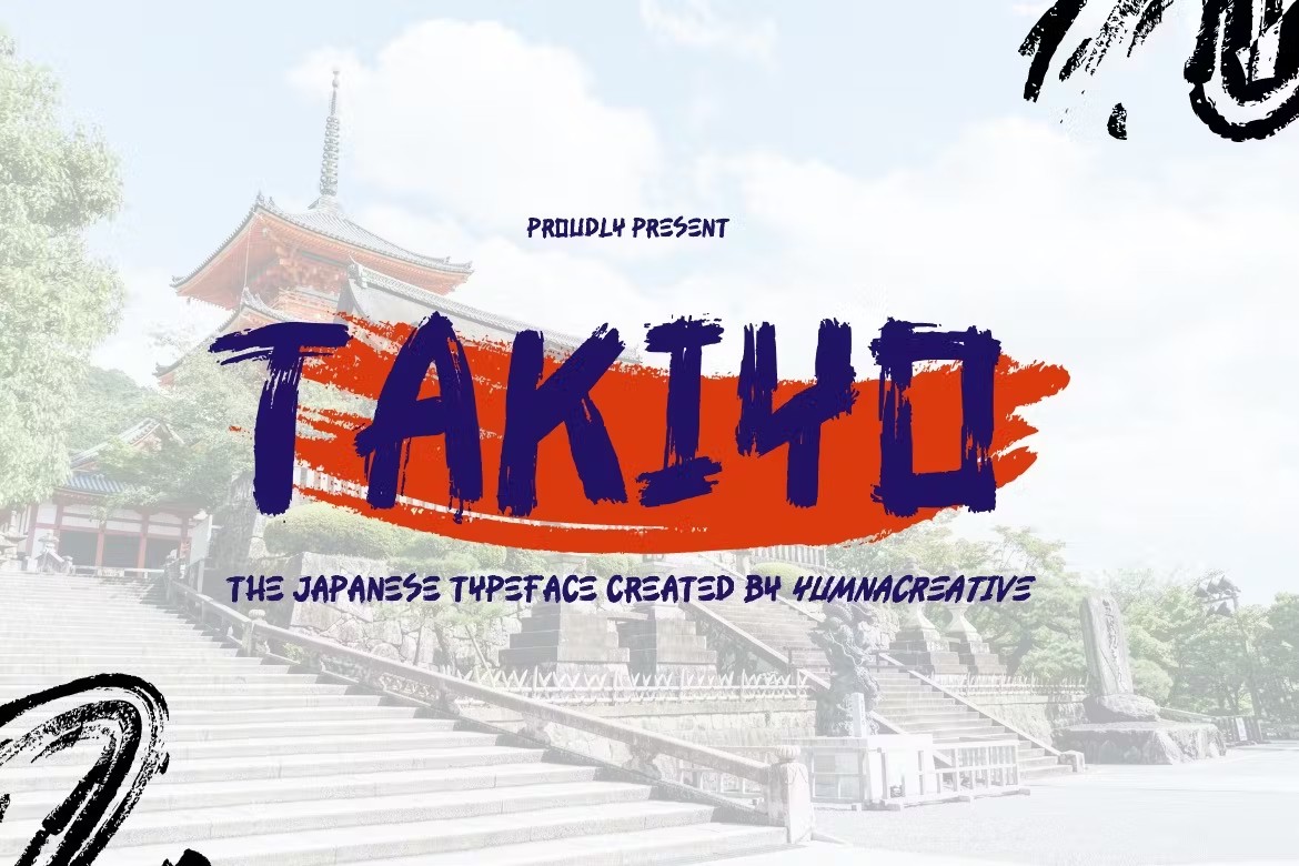 优雅杂志海报徽标设计手写英文字体安装包 Takiyo – Textured Brush 设计素材 第1张