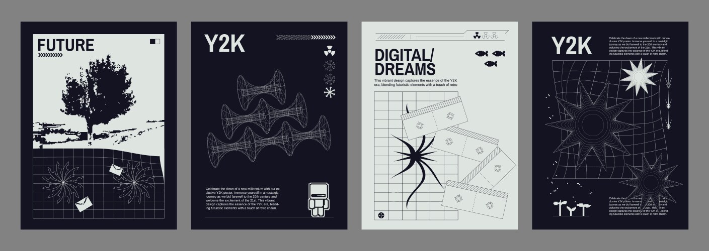 250+复古趣味Y2K千禧风赛博科技未来HUD海报插画排版设计EPS矢量分层源文件独家精选合集Y2k Style Poster Design Template Set , 第27张